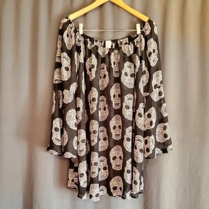 J Mode Sheer Skull Blouse Top Size 3X